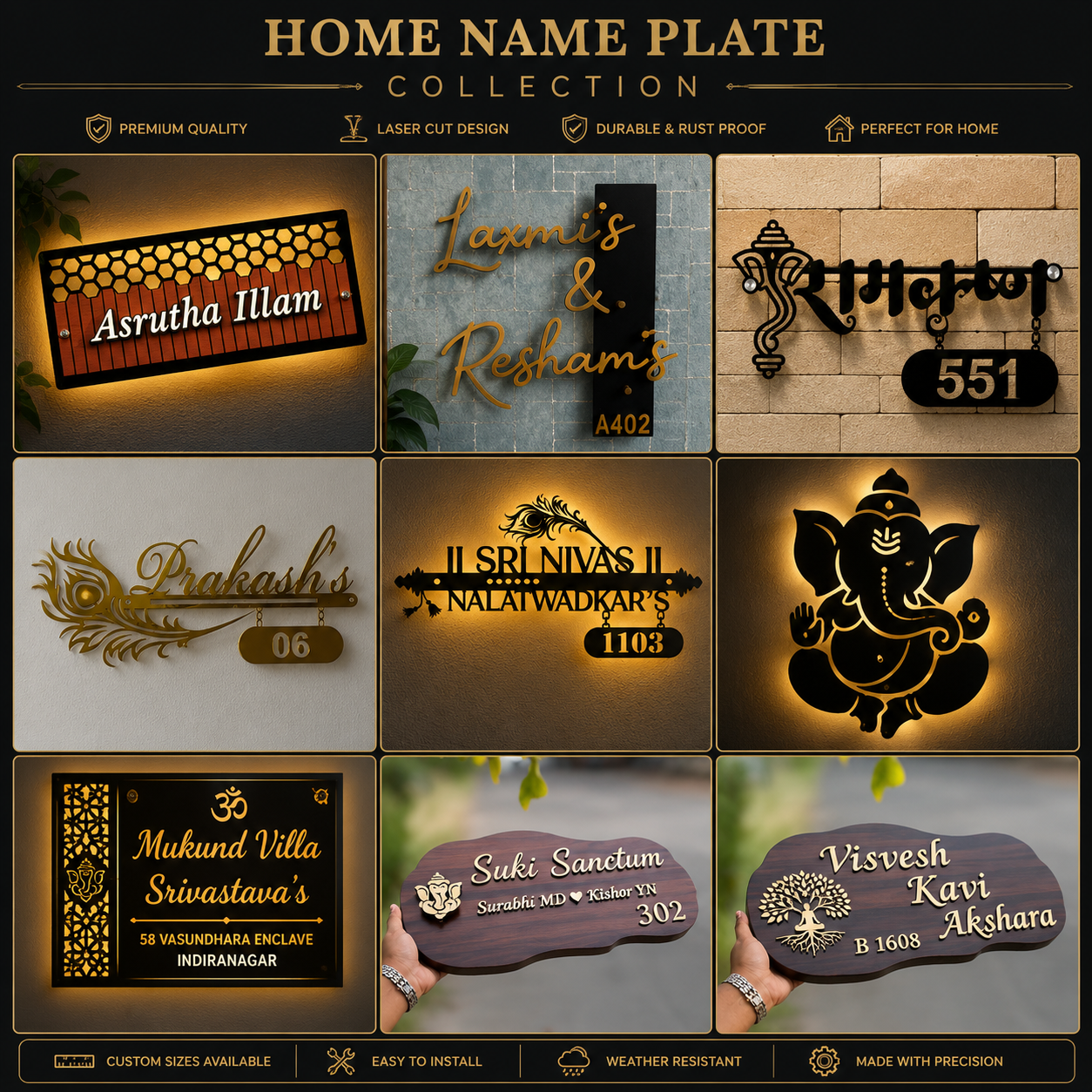 Metal Home Name Plates
